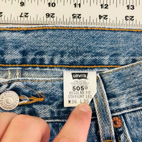 Vintage Levi’s 505 Jeans 36x30 Mens Made In USA Blue Denim Black Batwing 90’s - Picture 6 of 8